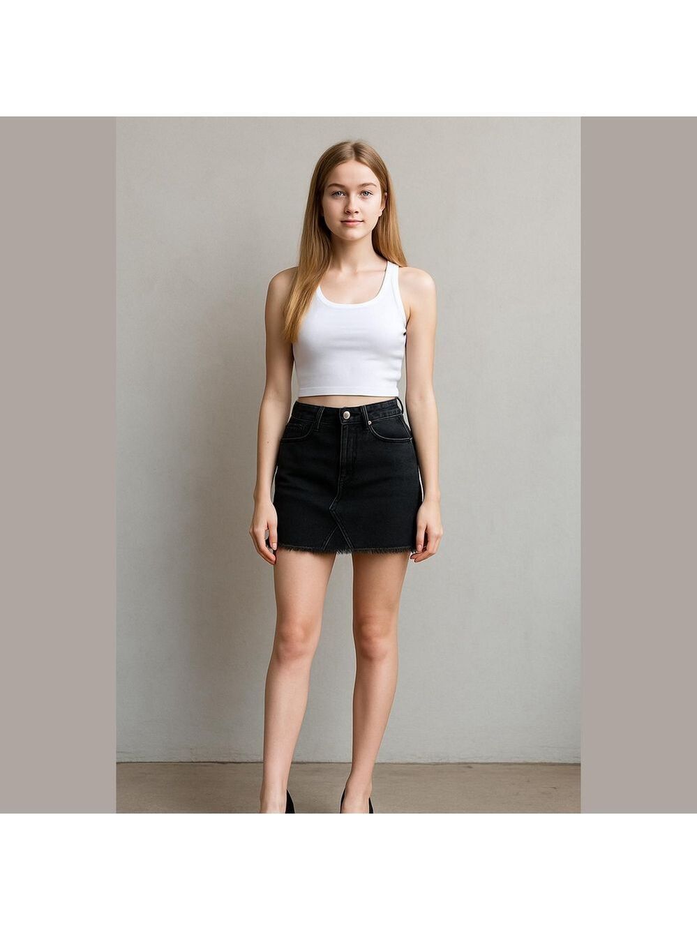 Madewell - black fringe rigid denim A-line skirt size 27